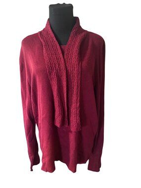 Amanda Smith acylic wool blend sweater with crochet collar and sleeve size XL